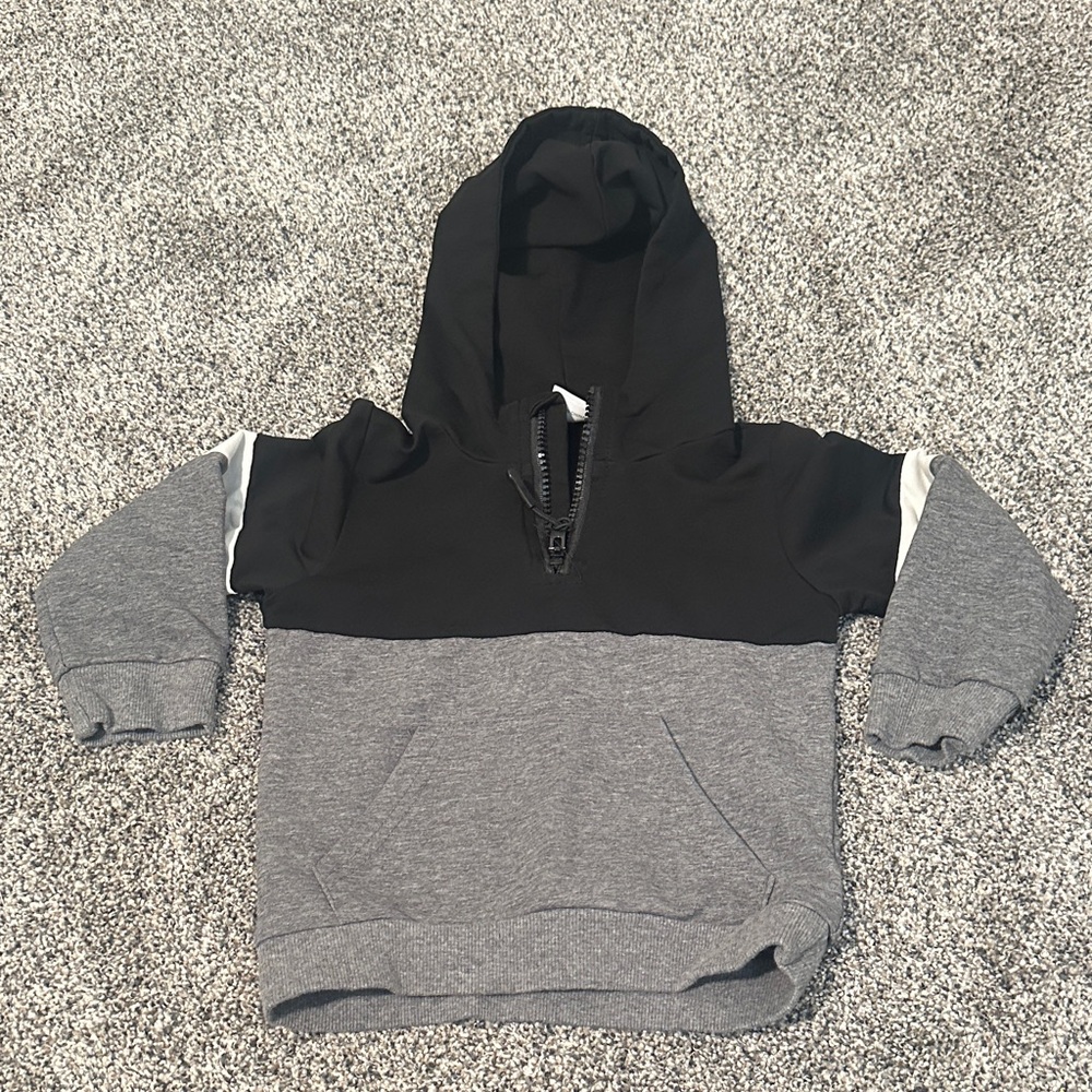 Black and Gray Colorblock Hooded Sweatshirt